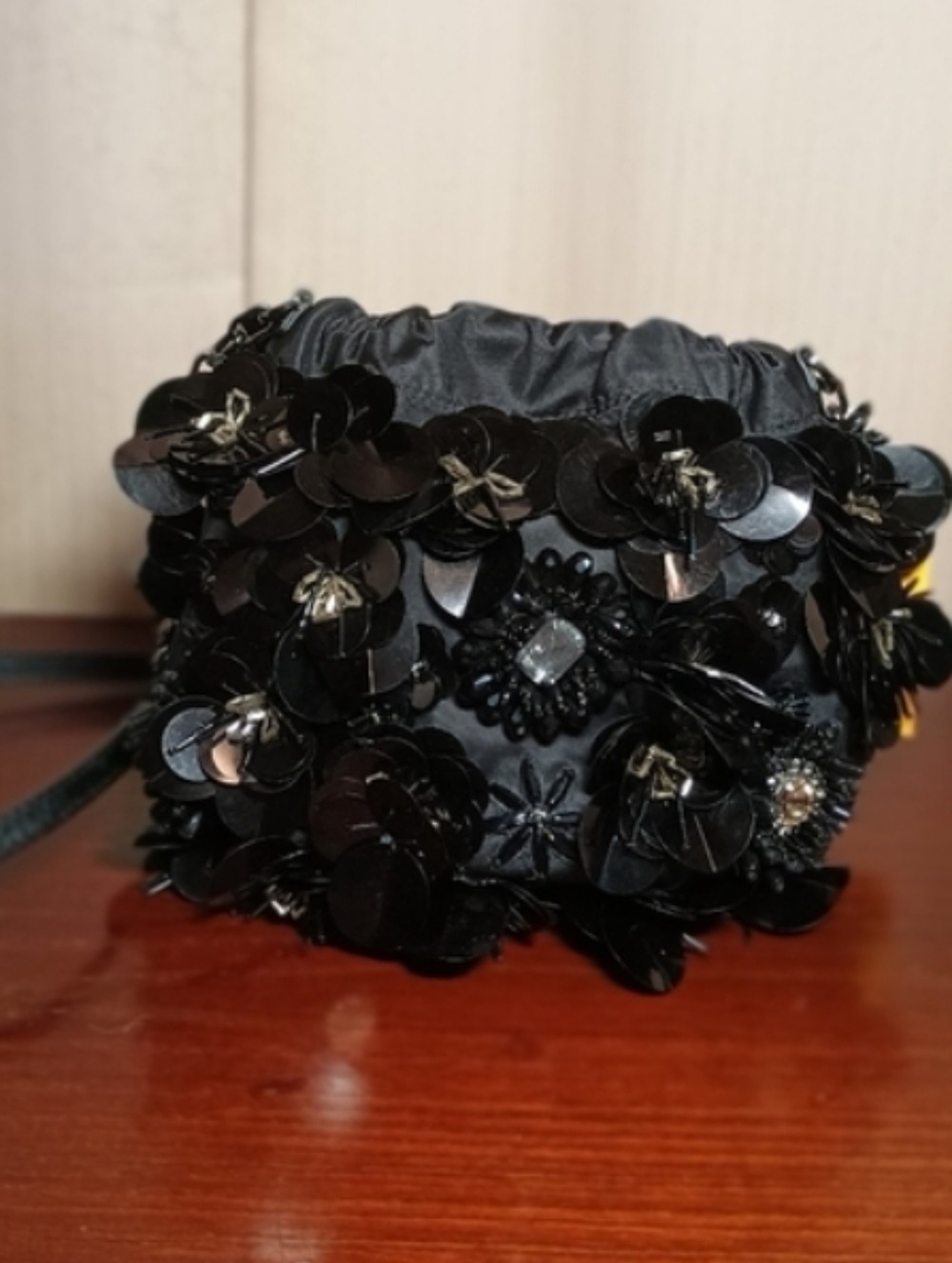 Tory Burch-Mini Flower Cluster Bead Stone Palettes Satin Crossbody Bag 🖤 - Picture 12 of 15